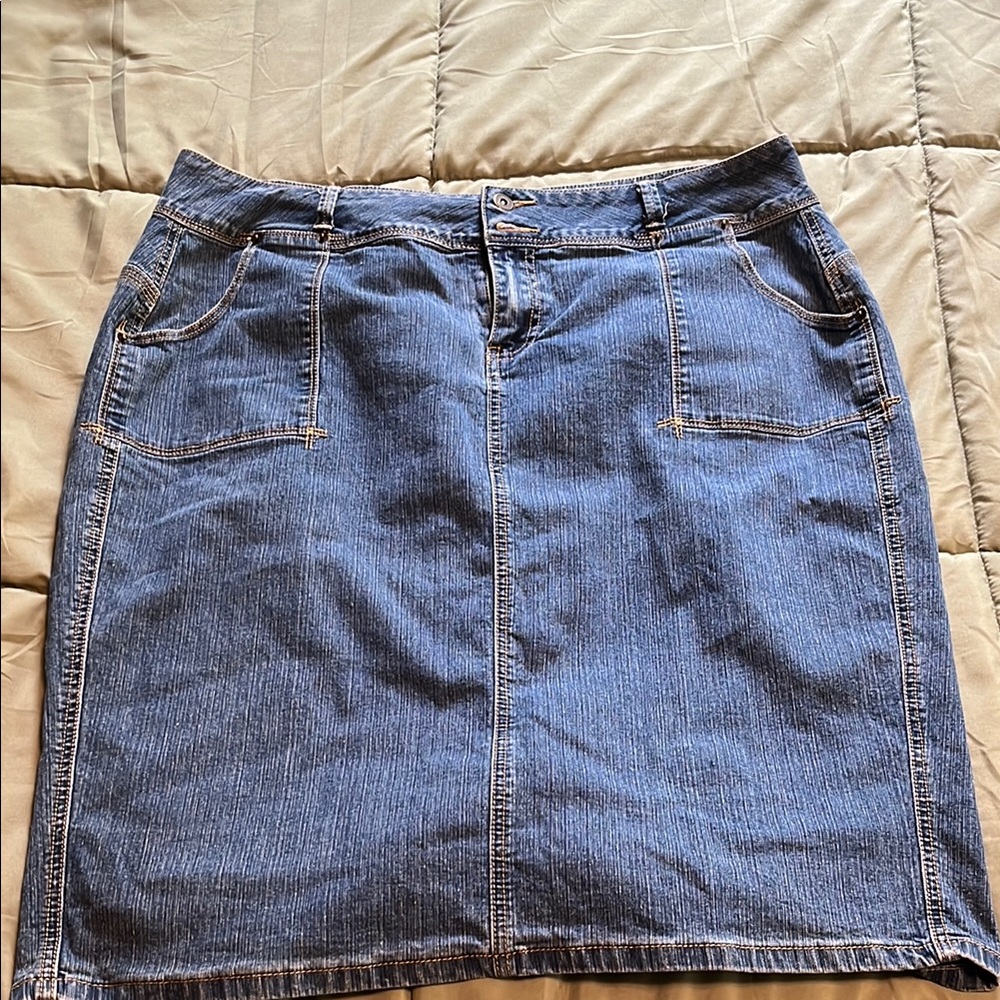 Ashley Stewart Blue Knee-Length Pencil Skirt
